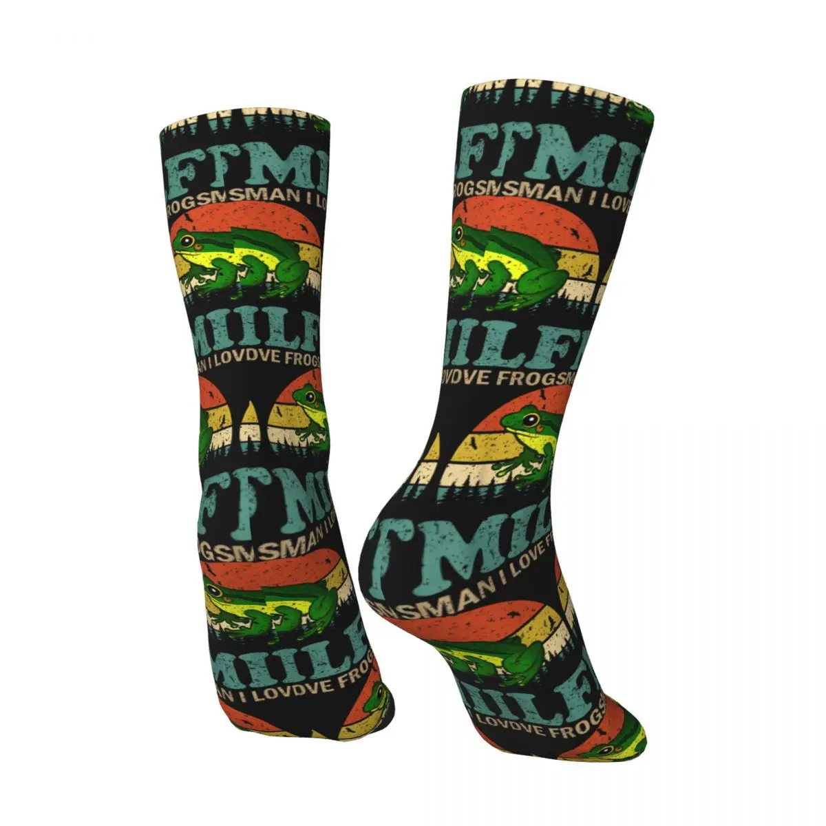 MILF-Man I Love Frogs Fun Saying Frog Stockings Men Amphibian Lover Socks Comfortable Socks Autumn Outdoor Anti Bacterial Socks