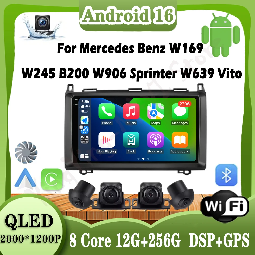 Для Mercedes Benz W169 W245 B200 W906 Sprinter W639 Vito автомобильный радиоприемник мультимедийный видеоплеер Bluetooth DSP головное устройство сенсорный