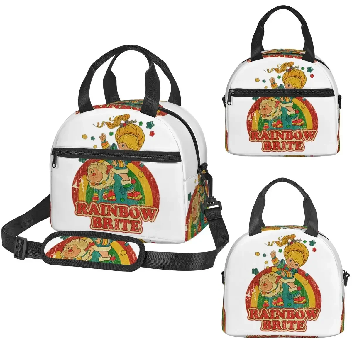 RETRO VINTAGE RAINBRITE Bolsa térmica para el almuerzo para mujer, caja térmica para oficina, bolsa térmica portátil para el almuerzo