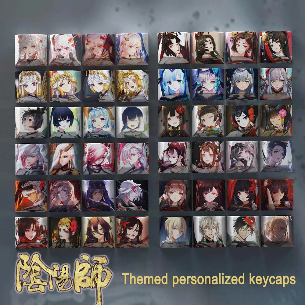 4 Keys/set Onmyoji Keycaps PBT Dye Sublimation Key Caps For MX Switches Mechancial Keyboard R4 Cherry Profile Keycap Custom DIY