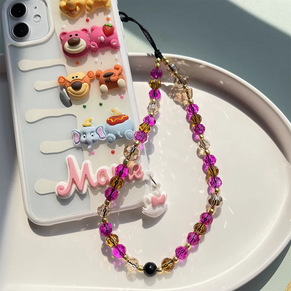 Phone Charm Wholesale Clear Crystal Faceted Beaded Chain for Cell Phone Straps Anti-lost Lanyard Telephone Jewelry Manufacturer