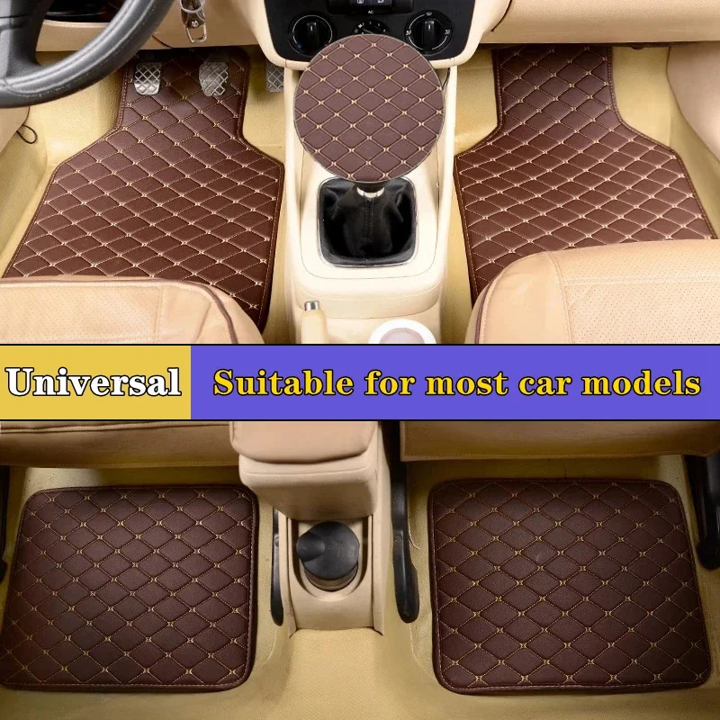 Universal 4PCS Car Floor Mats Fit For Cars Truck SUV Quality PU Leather Floor Foot Pads Protector Front And Rear Mats Set