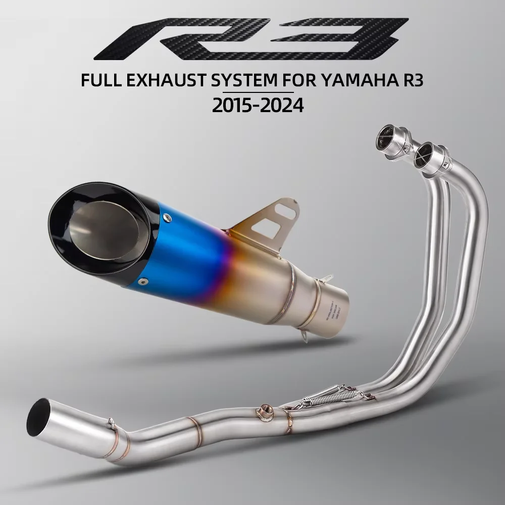 

Full System For Yamaha R25 R3 MT03 2015-2024 Motorcycle Exhaust Front Link Pipe Escape Moto 51MM Two Layer Muffler DB Killer