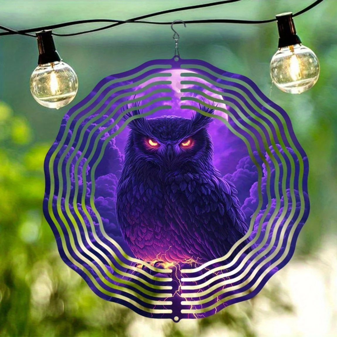 CIFBUY Metal Wind Chime Mandala Owl 360° Swivel Hook Outdoor Garden Patio Decor Hanging Ornament