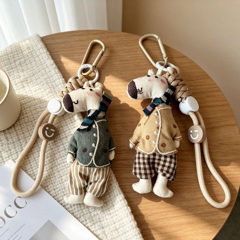 Plush Bag Charm Stuffed Animal Doll Keychain With Wrist Strap Clip Cute Handbag Purse Backpack Decoration Gift Daily Accessory
