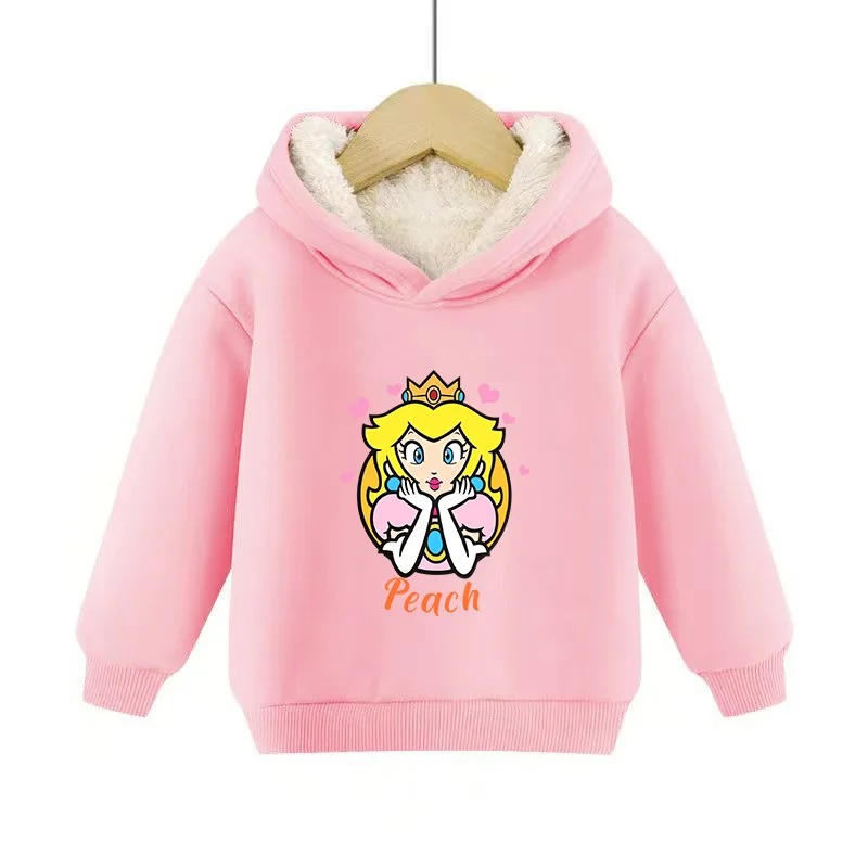 Super Marios Bros Hoodie for Kids Child Sweatshirt Fleece Thick Long-sleeved Clothes Boys Girls Winter Warm Tops Clothing Gifts