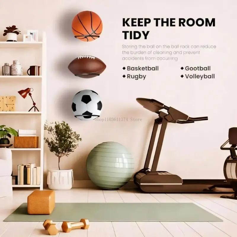 4Pcs Basketball Display Stand Storage Shelf Space Saving Wall Mount Ball Holder