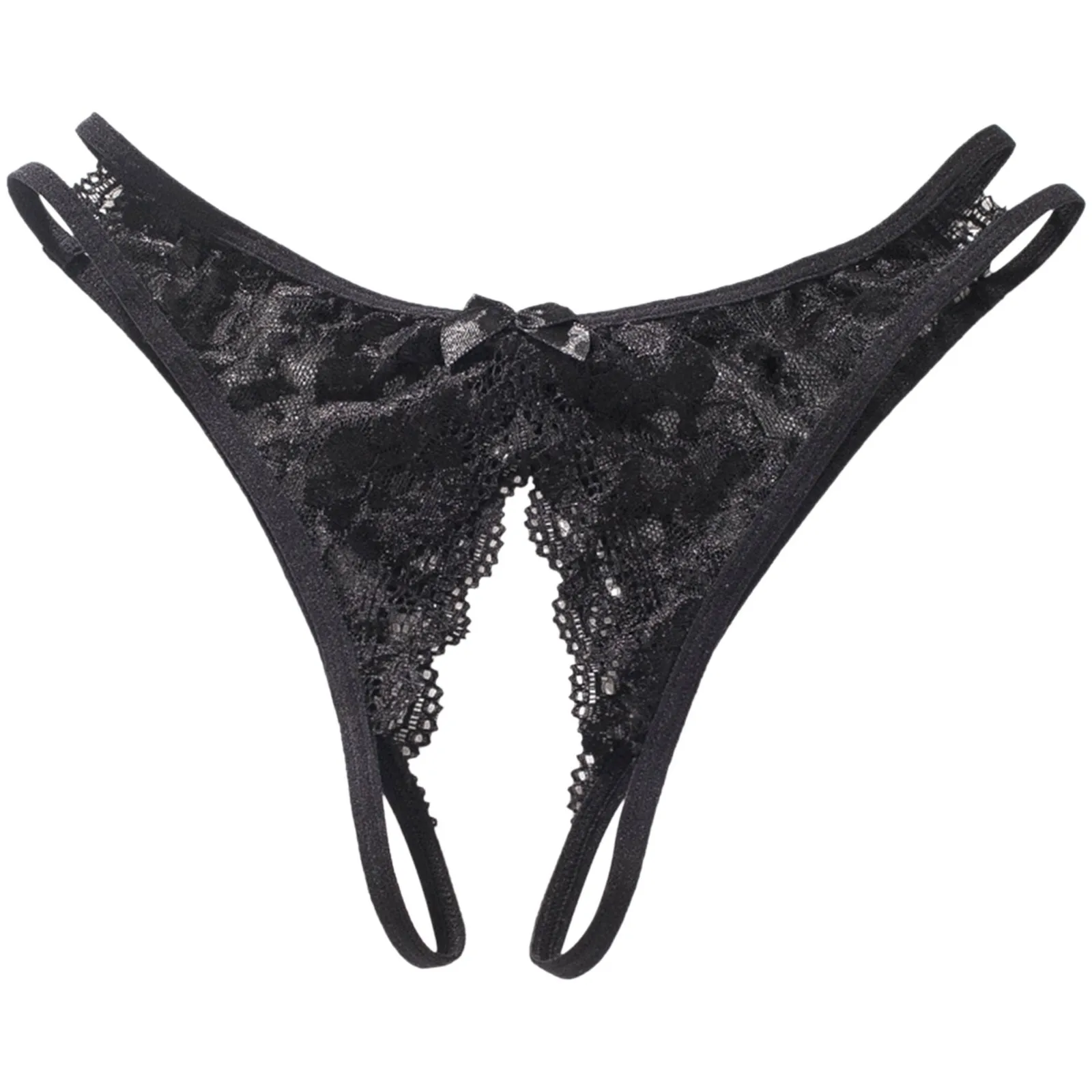 

Lingerie Lace Open Sexy Crotch Female Panty Underwear Cute G-String Erotic Thongs Transparent Panties Bow Women's Hot