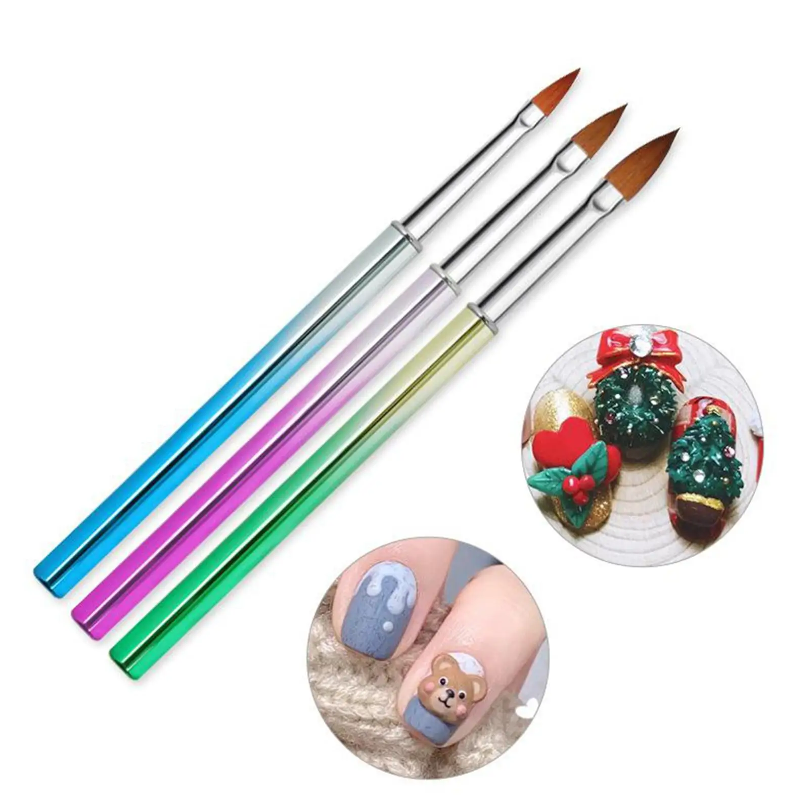 อุปกรณ์เสริมแปรงสร้างเล็บ 3 ชิ้น/ชุด เหมาะสำหรับร้านเสริมสวยและใช้ในบ้าน