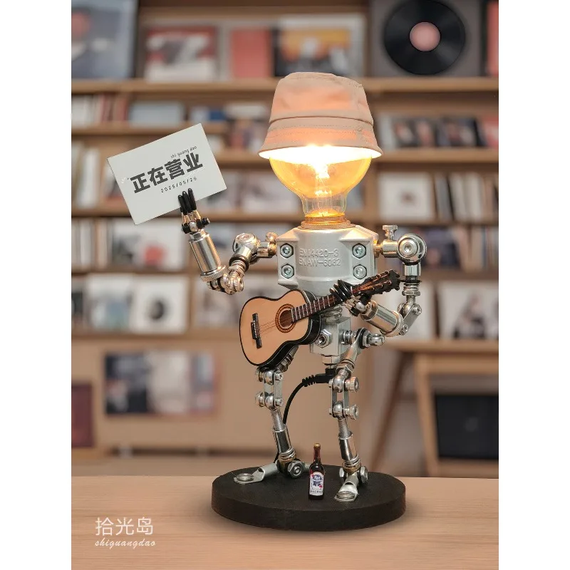 Robot decorative desk lamp boys gift birthday practical creative gift figure office desktop ornament retro