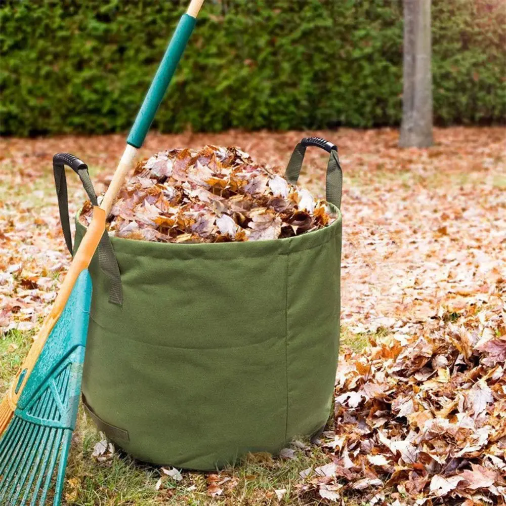 Bolsa de compost de hojas de jardín reforzada, bolsa de basura plegable y resistente para exteriores, bolsa de almacenamiento de hojas de jardín impermeable plegable