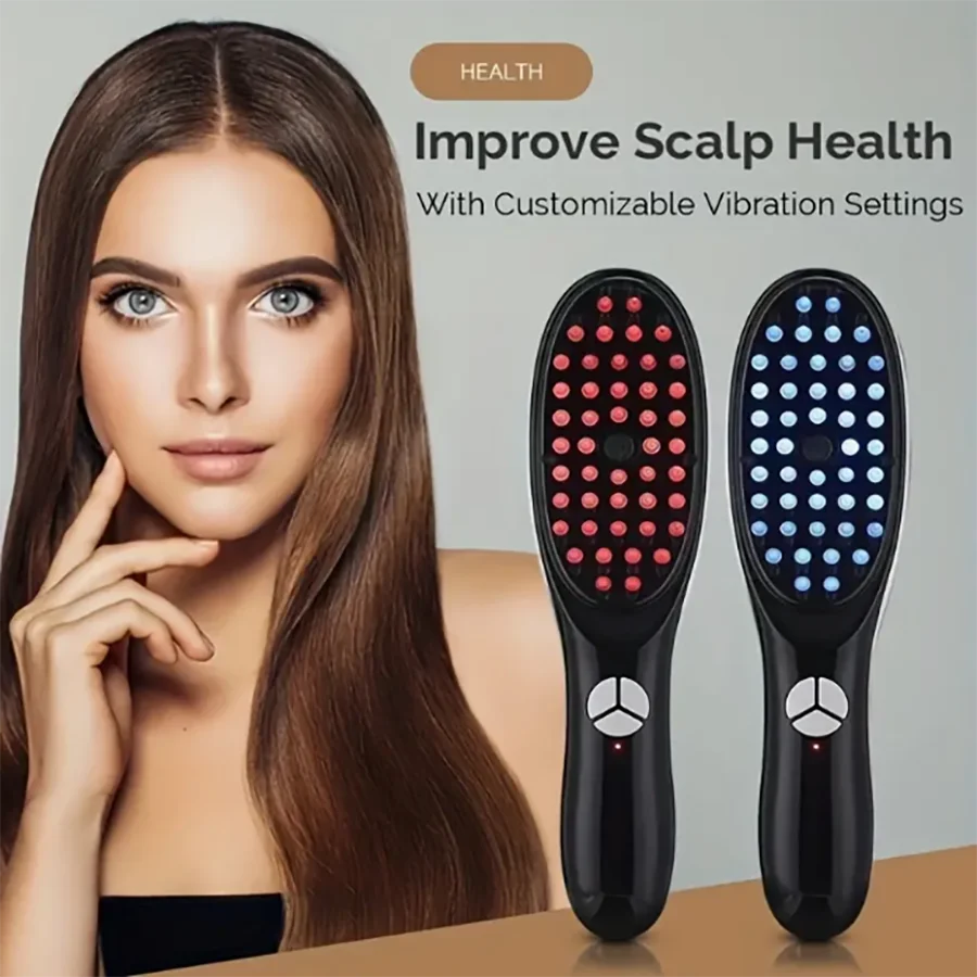 USB Rechargeable Vibrating Scalp Massager, Portable Comb and Moisturizing Conditioner for Home and Travel, Spray to hydrate, Vib