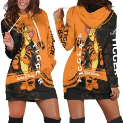 2024 Disney Tigger Winnie The Pooh 3d Y2k Women Hoodie Dress Sweater Dress Sweatshirt Dress Disney Tigger Women Hoodie Dress