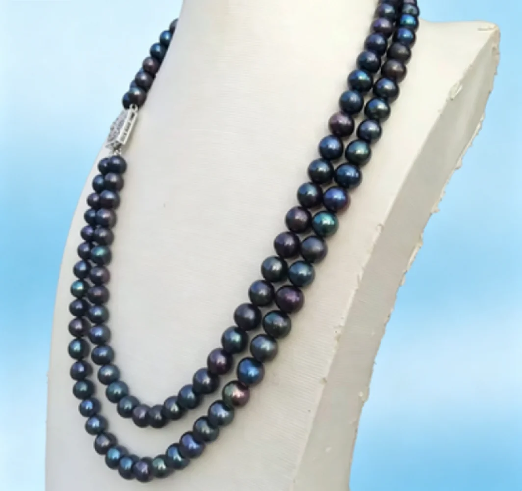 

Gorgeous AAAA7-8mm natural Tahitian pearl necklace 925s/18-20in; Support customized sizes