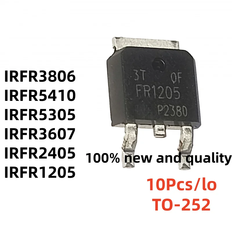 10 Peças/lote Novo IRFR3607 FR3607 IRFR5305 FR5305 IRFR5410 FR5410 IRFR1205 IRFR2405 IRFR3806 FR1205 FR2405 FR3806 TO-252 N-cha