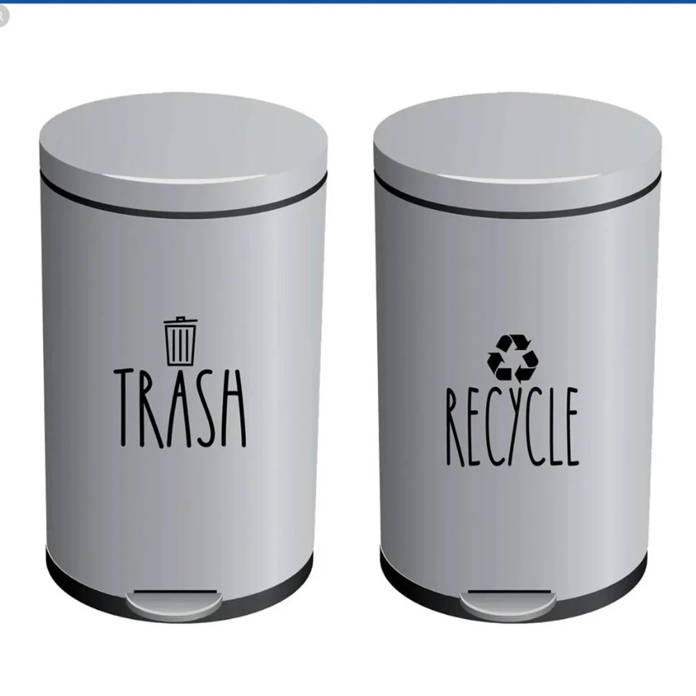 2Pcs Trash Recycle Bin Can Label Sticker Decal for Pantry Farmhouse Trailer