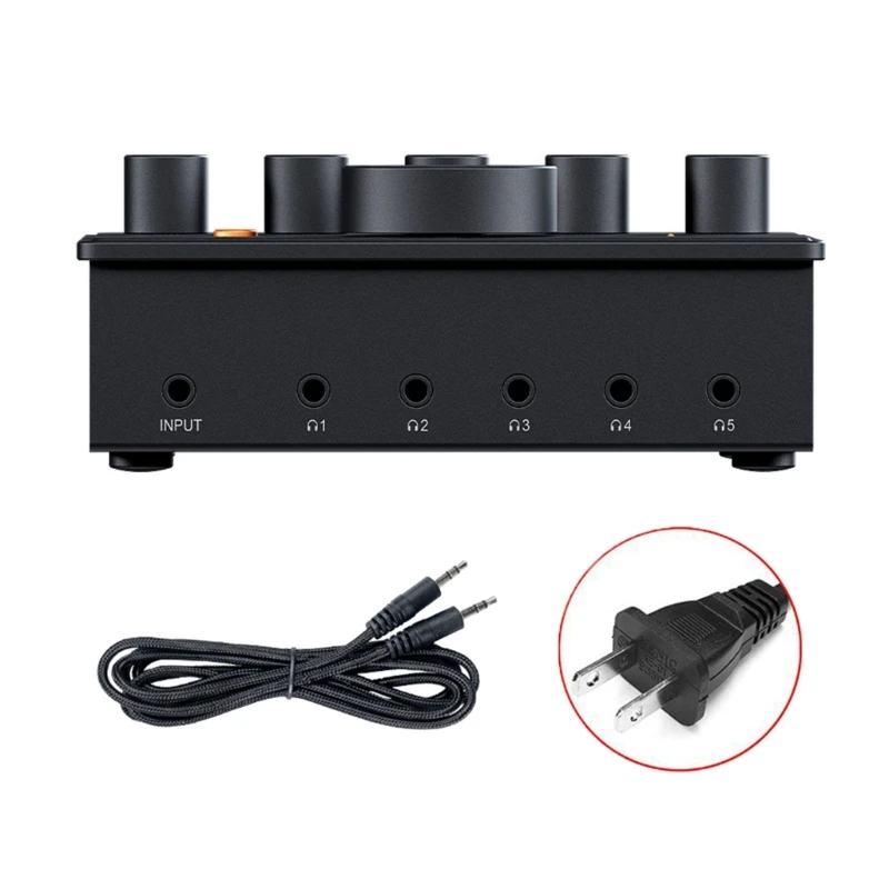 PH05 5 Way Headphone Splitter Amplifier for Music Enthusiasts, Supports 16-300Ohm IEMs