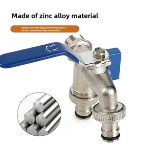 1/2'' Zinc Alloy Outdoor Faucet Water Splitter Water Connection Adapter Valve Switch Garden Irrigation Pipe Connector Faucet 8 best sales 8ight - №8