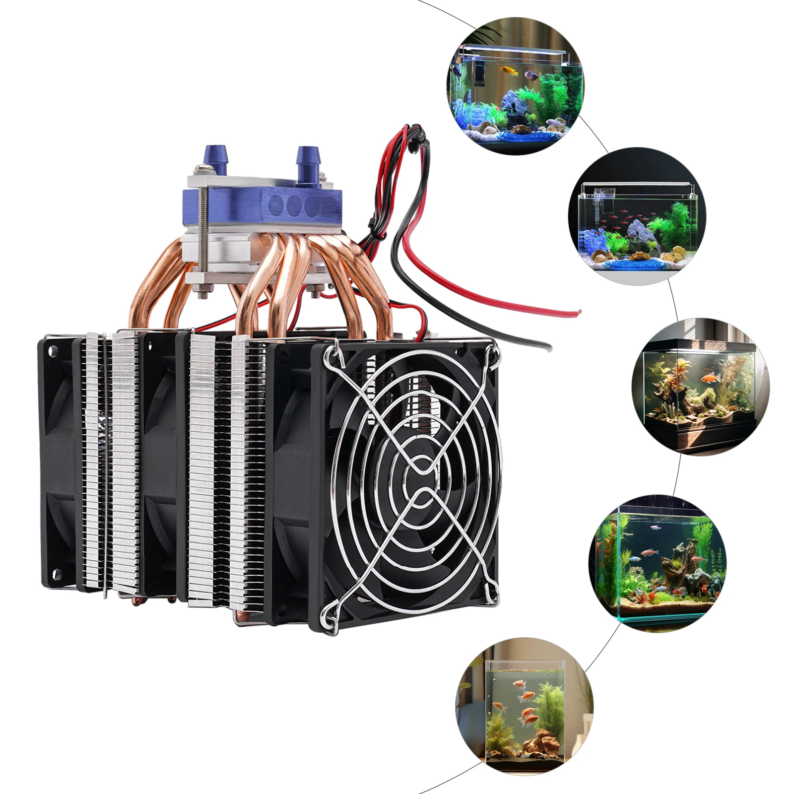 

180W Semiconductor Water Chiller Aquarium Cooler Electronic Cooling Device with 3 Fans for 2.64-7.93 Gal Fish Tank