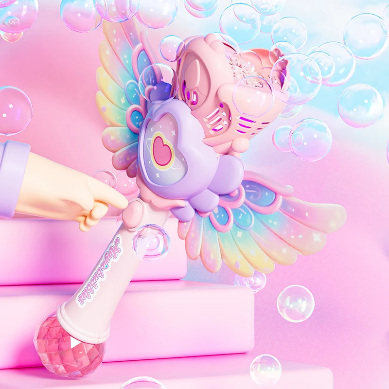 自動バブル発生器付き電動魔法少女誕生日プレゼント、子供と妖精のための結婚式のおもちゃ