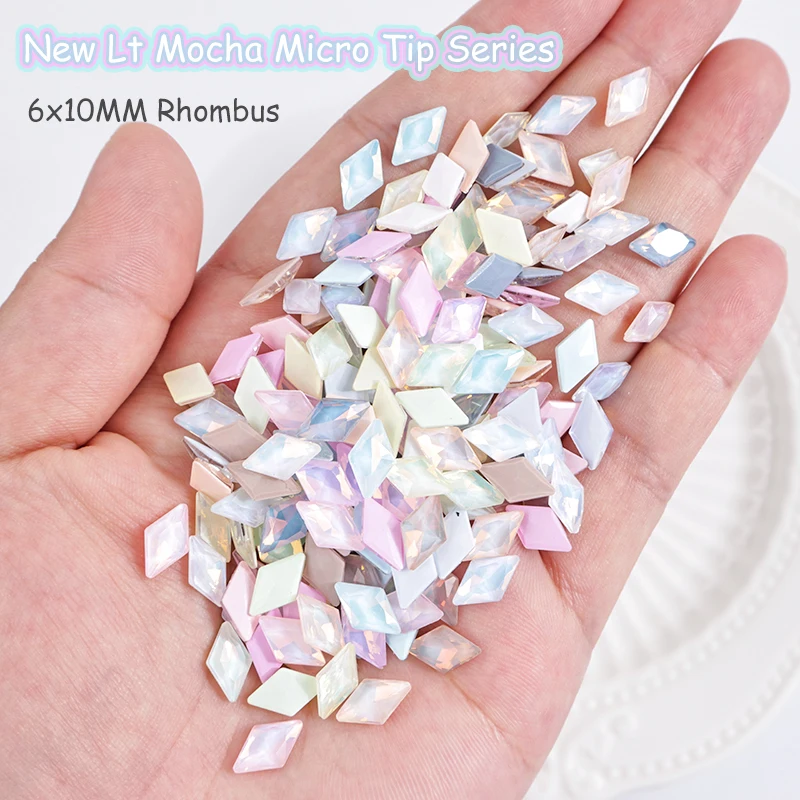 6x10MM Rhombus Mocha Microtip Glass Crystal Mix Color Nail Art Rhinestone 30/100Pcs DIY Manicure Shiny Diamond