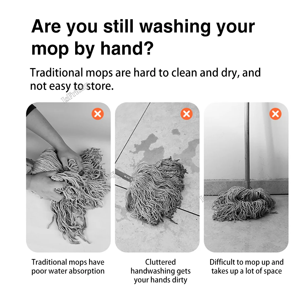Rotating Self Twisting Water Mop New No Hand Washing Mop Household Mop Floor Cleaning Mop Lazy Person Mop Floor Cleaning Tools