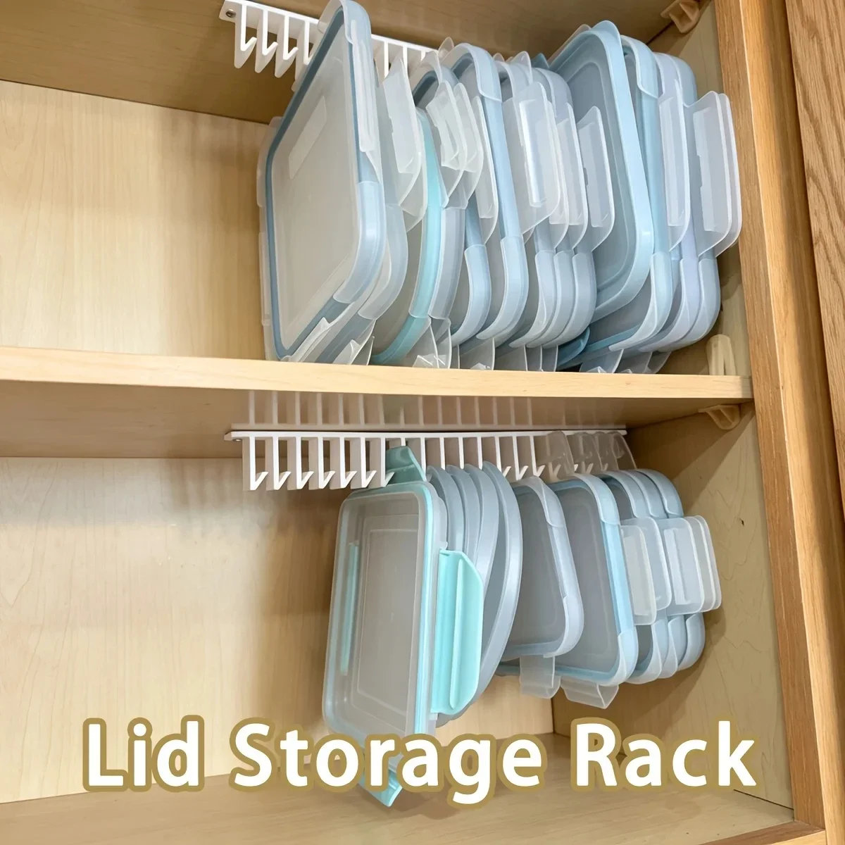 Under Cabinet Lid Organizer Food Container Lid Holder 5/10 Slot Screw Mount Kitchen Storage Rack Space Saving Organizer White