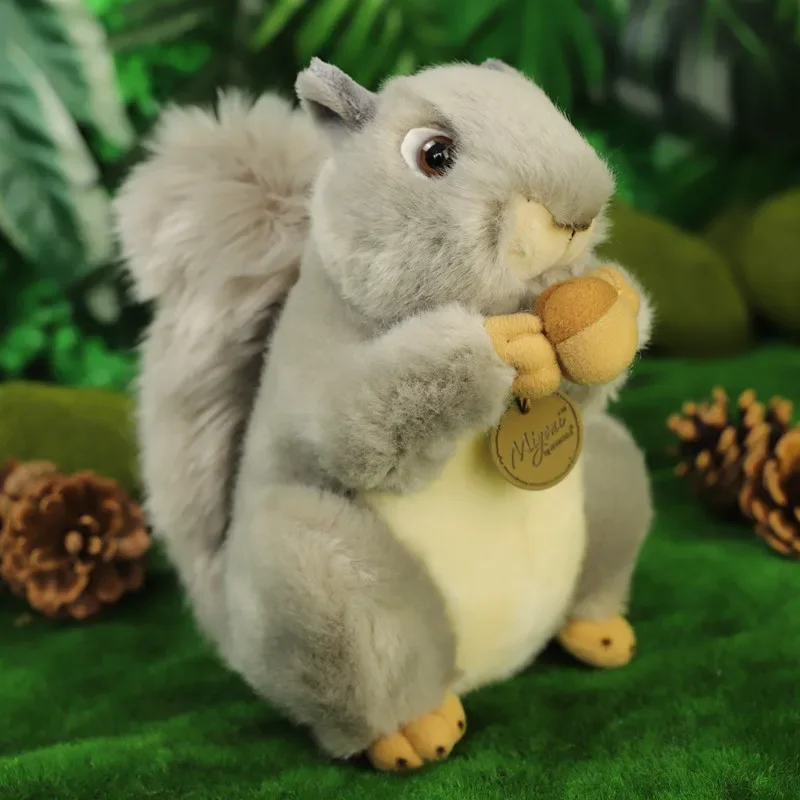 Simulated New Pine Nut Squirrel Animals Soft Stuffed Plush Toys Hobbies Exquisite Kawaii Exclusive Design Birthday Gifts Kids