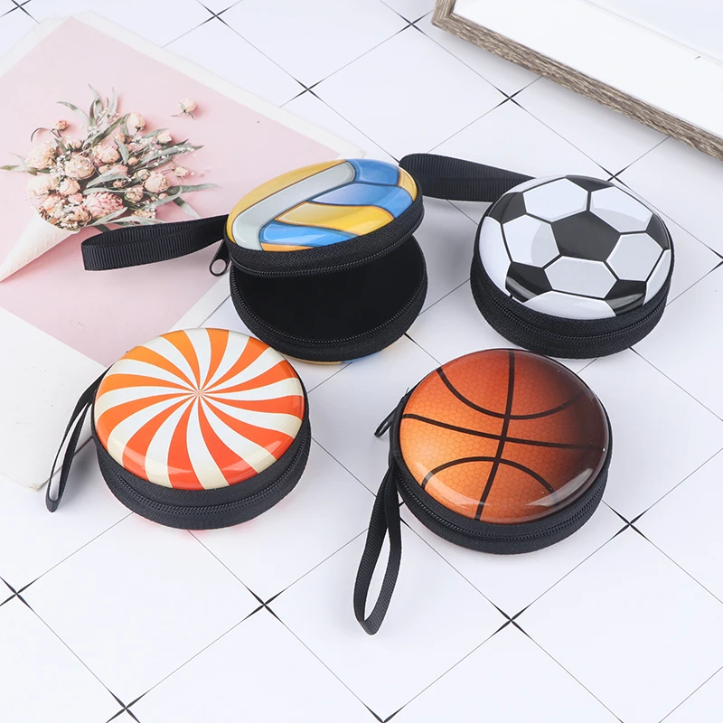 Cartoon Ball Pattern Coin Purse for Kids, Bolsas para mudança, Mini carteiras, Zipper Storage Box, Jogos Presente