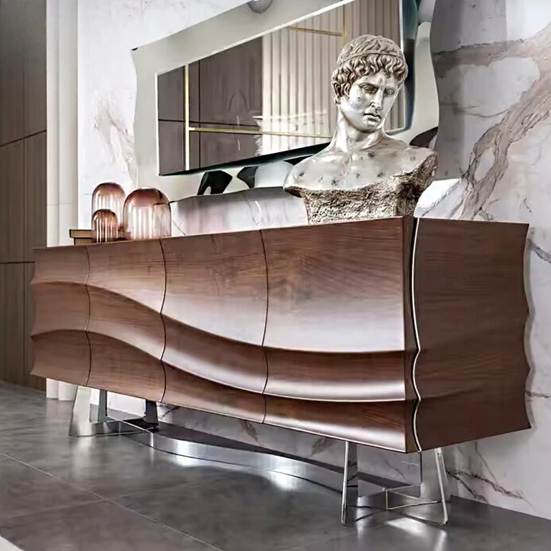 Solid wood light luxury art designer high-end dining side cabinet, villa luxury home creative TV cabinet