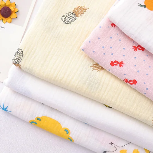 135*100cm Wide High Quality Soft Double Crepe Floral Cotton Fabric, Making Anti Mosquito Pants Small Blanket Cloth