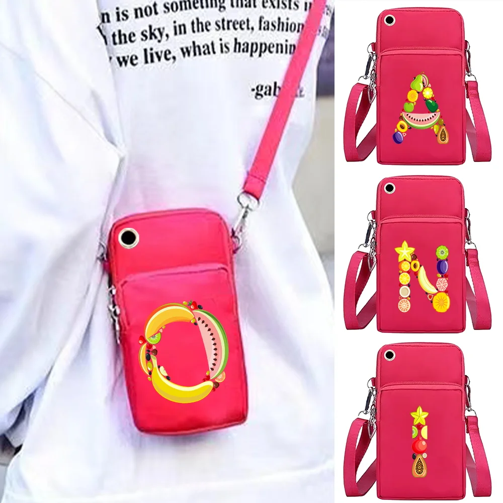 Mobile Phone Bag Shoulder Bags Wallets Arm Pack Card Holder for Apple/Huawei/Xiaomi Cell Phone Packet Fruit Letter Print Clutch