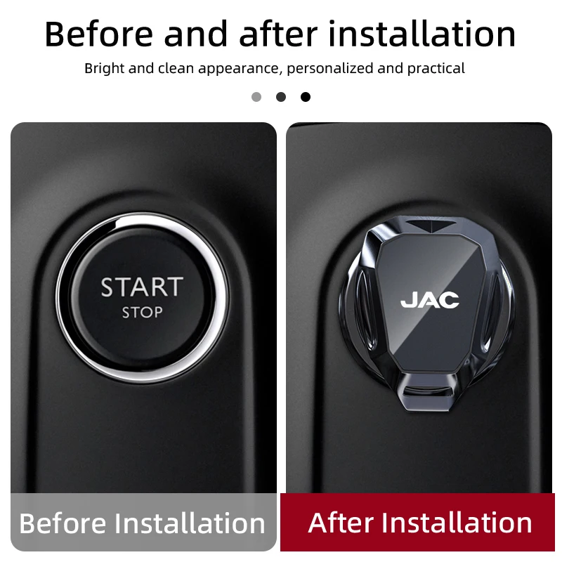 Car Engine Start Button Protective Cover Push Button Sticker Accessories For JAC Refine J3 J4 J7 JS3 JS4 KR1 S2 S3 S4 S5 S7 T8