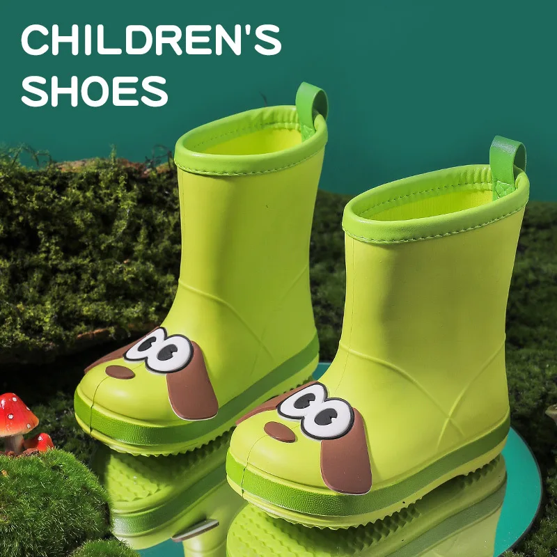 Cartoon Dog Children Rain Boots Fashion Boy Girl Non-slip Waterproof Water Shoes Outdoor Kids Rubber Mid-calf Boots Four Seasons