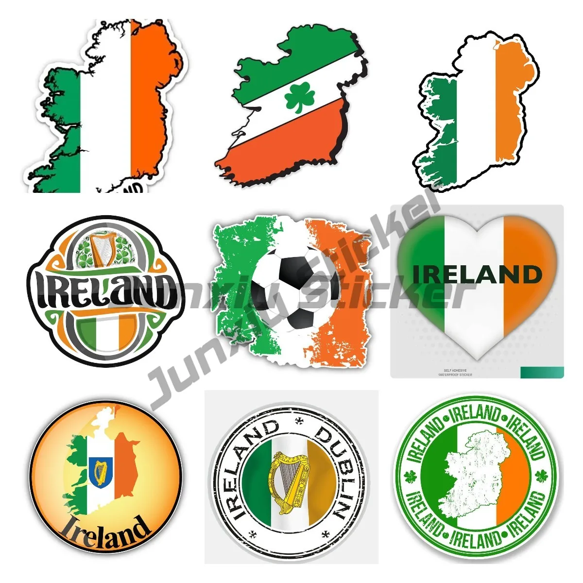 Ireland Flag Map National Badge Wall Window Suitcase Laptop Mirror Scooter Moto Window Trunk Windshield JDM Decal Car Stickers