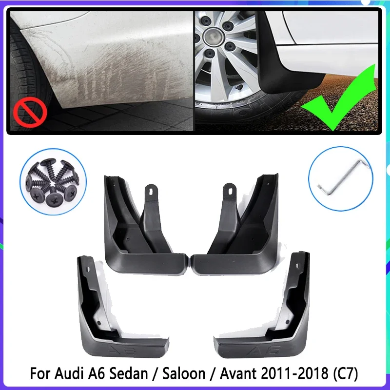 4 PCS Car Mud Flaps for Audi A6 Sedan Saloon Avant C7 2011~2018 Mudguard Splash Guards Fender Mudflaps Auto Accessories