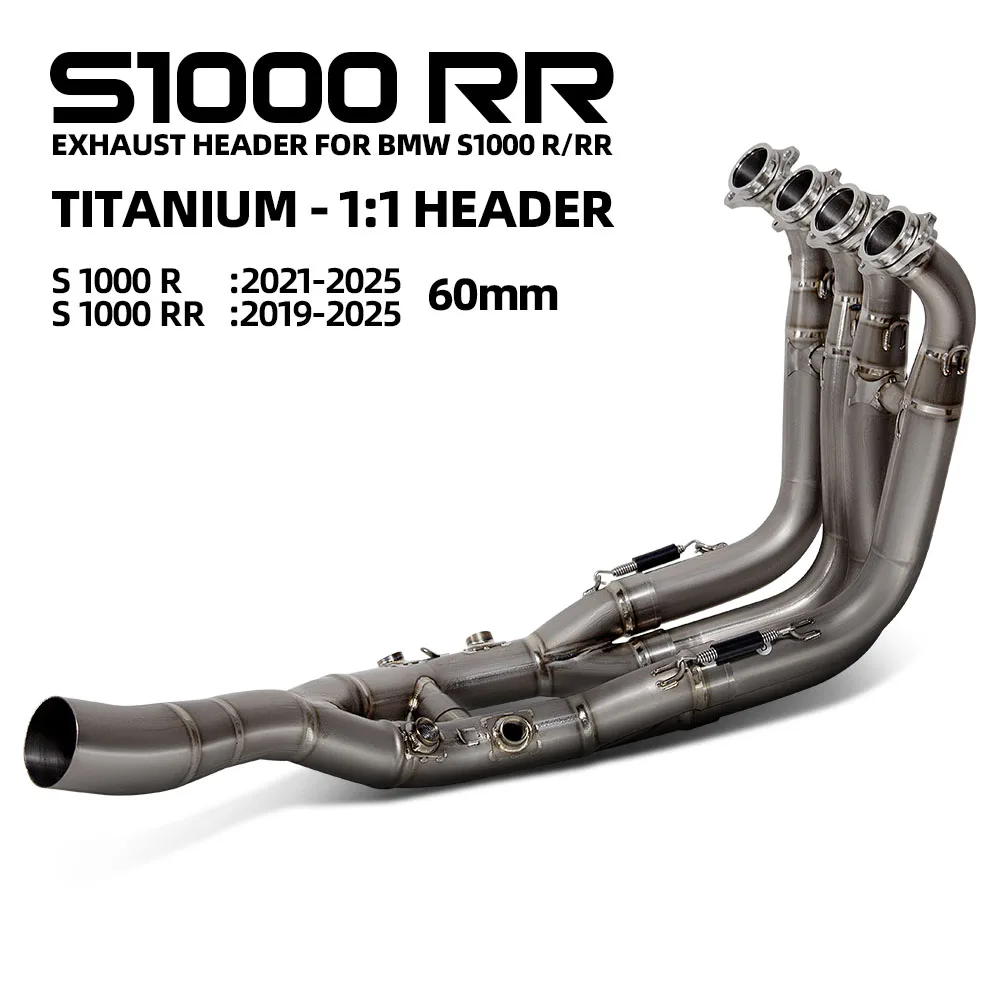 

Moto Titanium Exhaust 60mm Header Pipe Compatible OEM For S1000RR 2019-2026 M1000RR 2019-2025 S1000R M1000R 2021-2026 E-B10E8