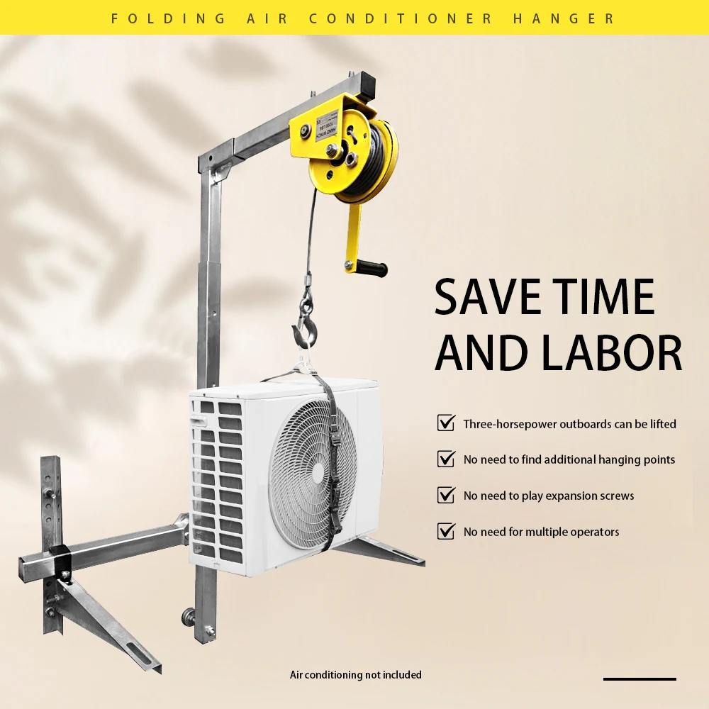 Fold le Crane Air Conditioner Lifting Bracket Lightweight Lifting hine Bracket Aerial Tool Pulley Hand Crank Lifting hine