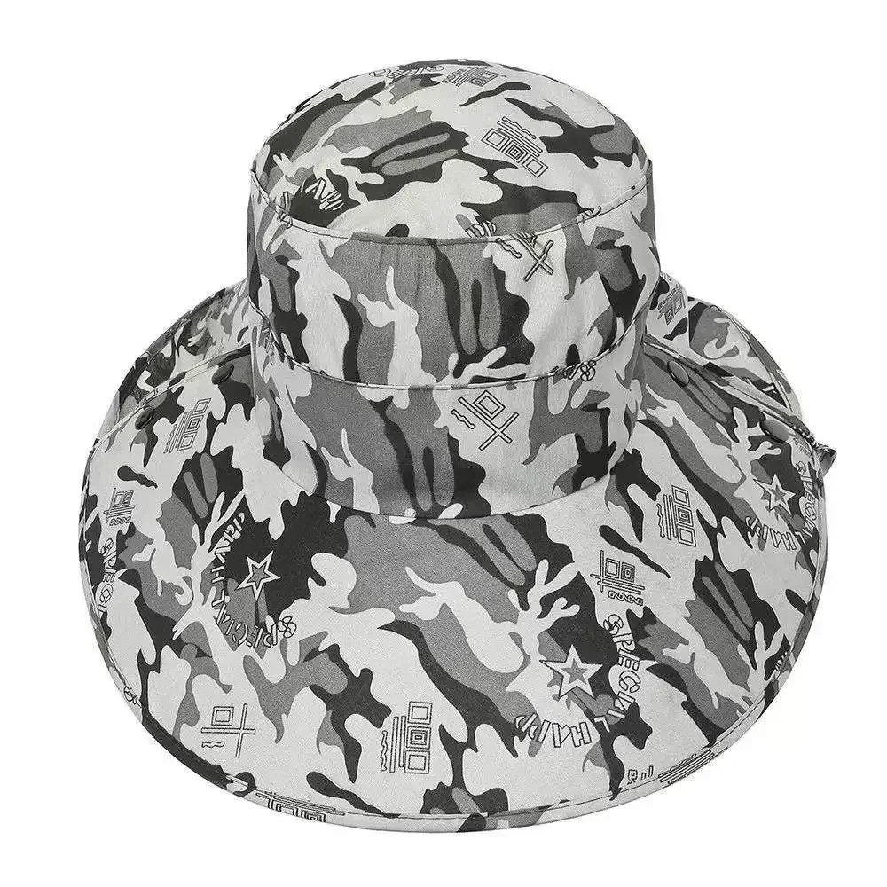 Camo Sunscreen Hat Fishing Sun Shading Neck Protection Breathable Windproof Hiking Tea Picking photography face covering shawl