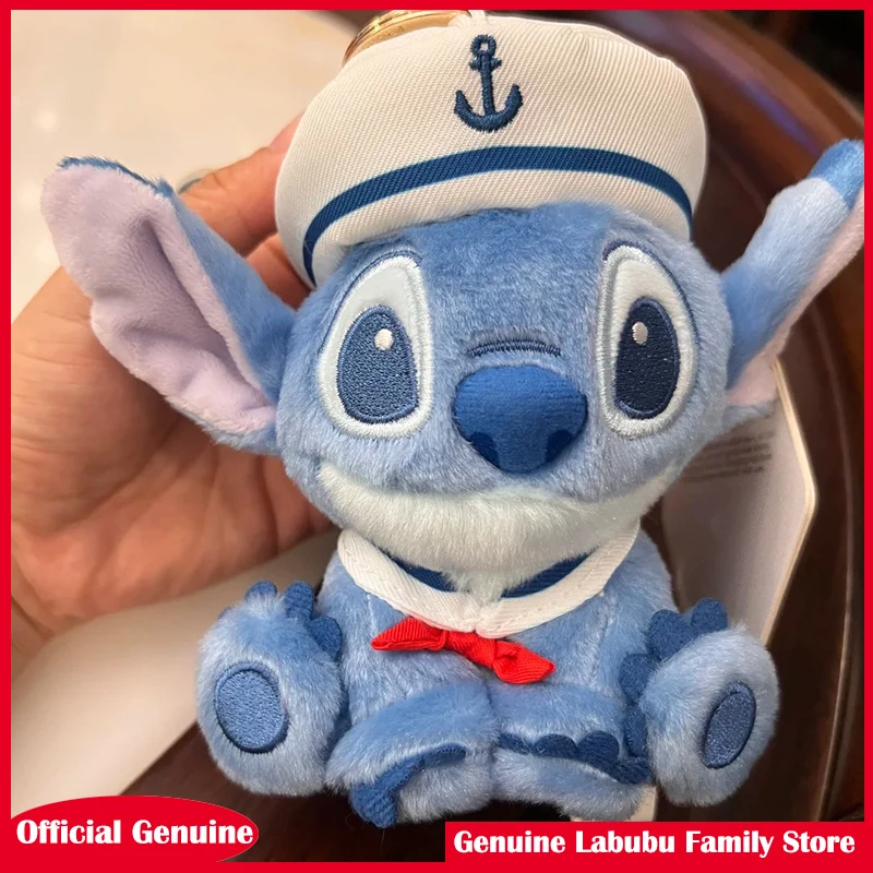 Porte-clés en peluche Disney Stitch, série marin, poupée Anime, jouets mignons et pendentif pour sac à dos, cadeau de saint valentin