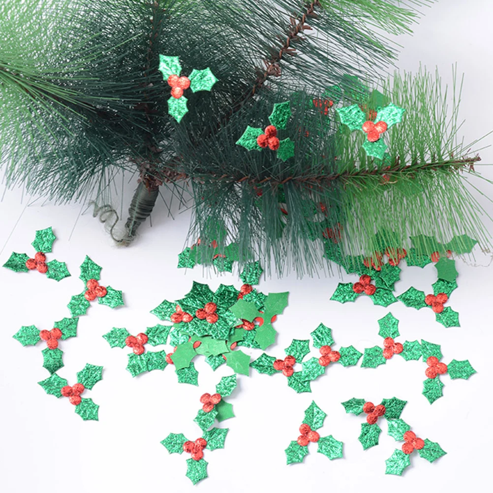 

200 Pcs Artificial Green Leaves With Red Fruit For Christmas Decoration DIY Floral Wreath And Garlands