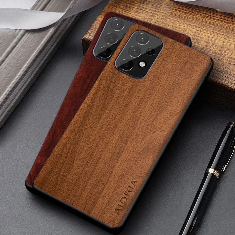Case For Samsung Galaxy A53 A73 A33 A23 A13 5G coque simple unique design lightweight wood pattern pu leather cover funda