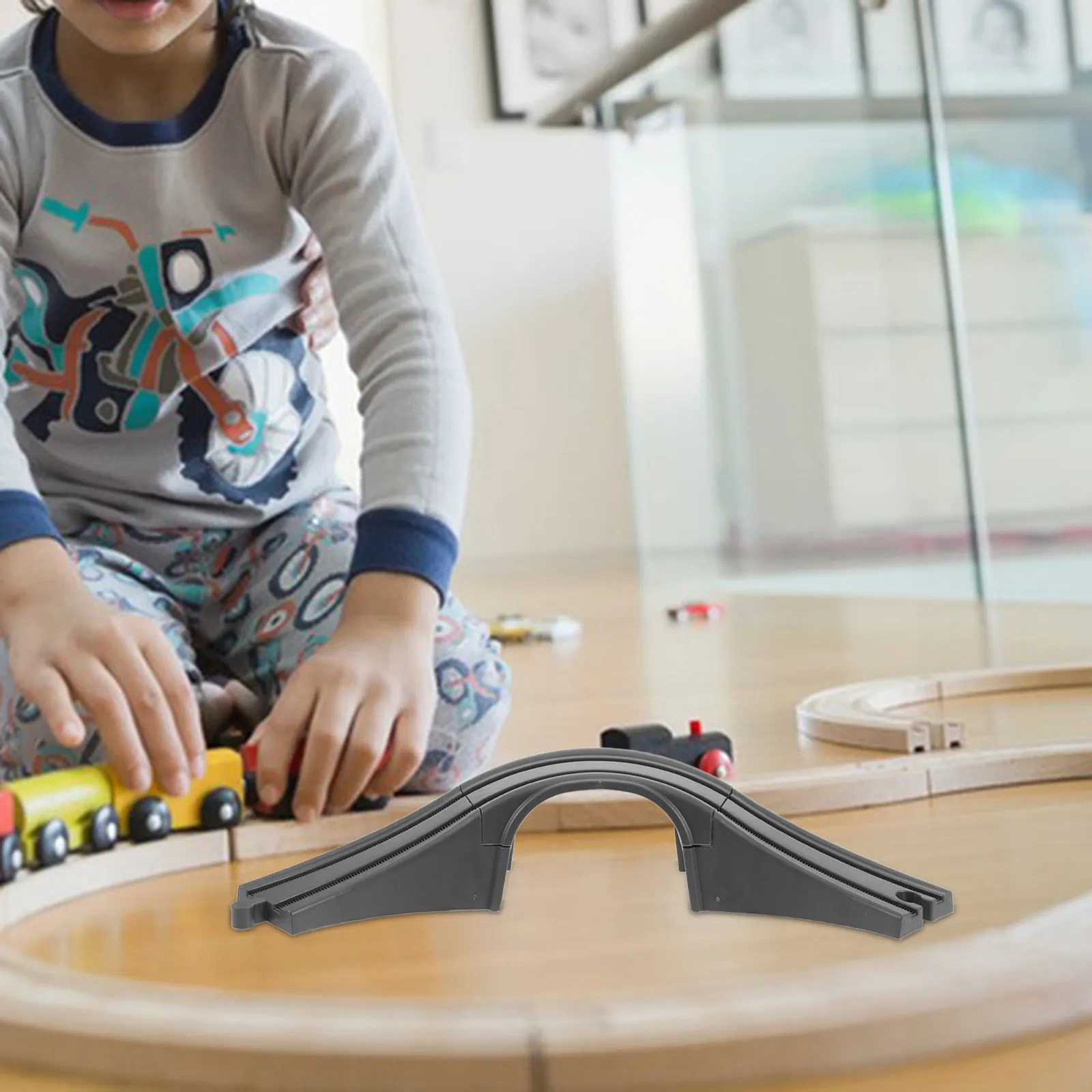 Train Track Suspension Bridge Plastic Railway Accessories Kids Imaginative Playing Connector Compatible Family