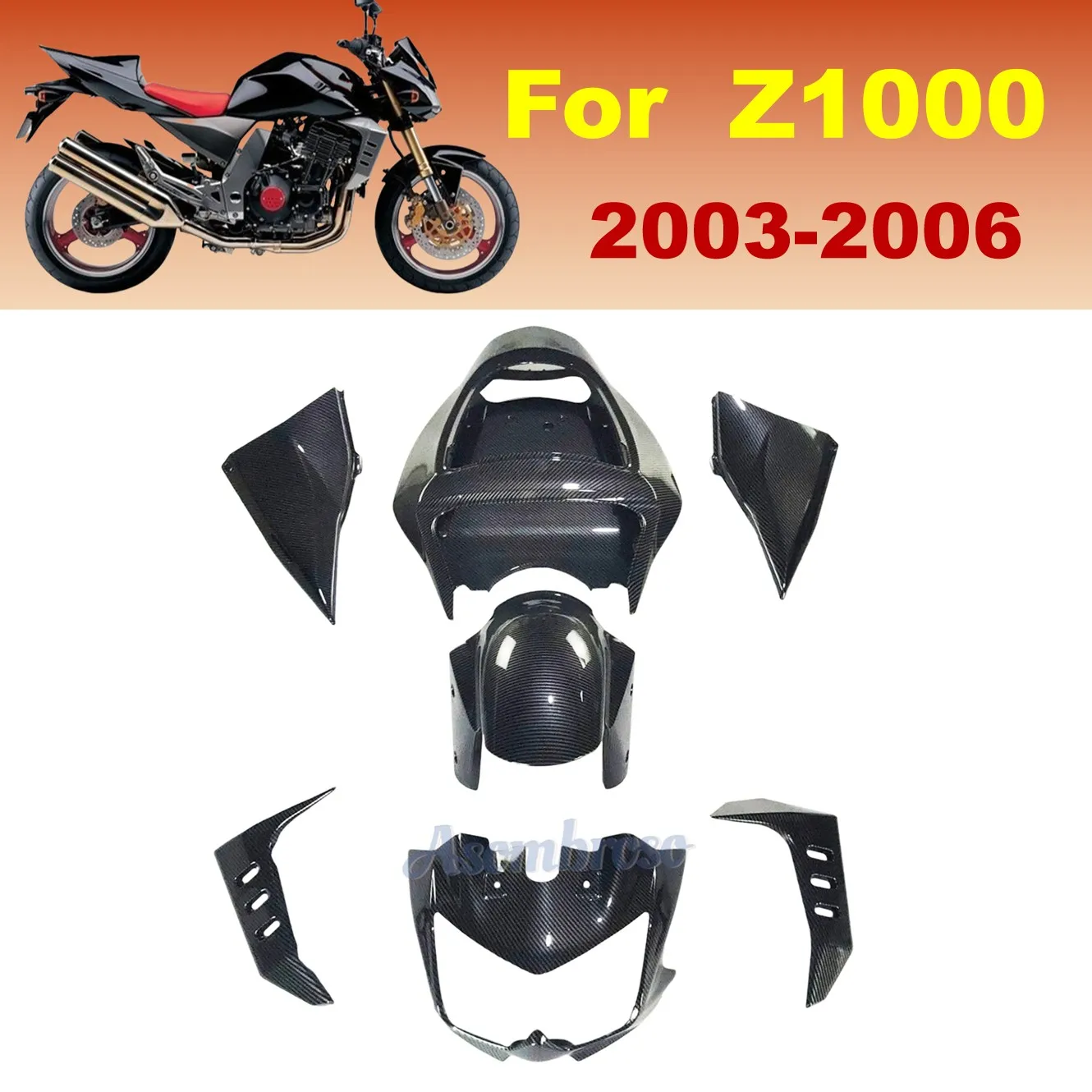 

Комплект обтекателя из углеродного волокна для Kawasaki Z1000 2003 2004 2005 2006 ZRT00A ABS литьевой кузов