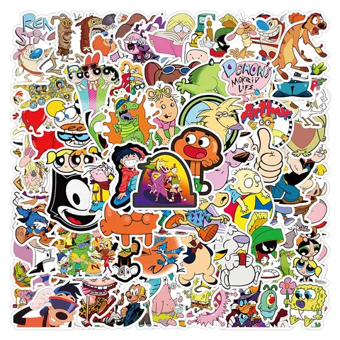 50/100Pcs 90s Classics Anime Collection Cartoon Stickers Decoration Decals for Notebook Skateboard Helmet Graffiti Sticker Toys