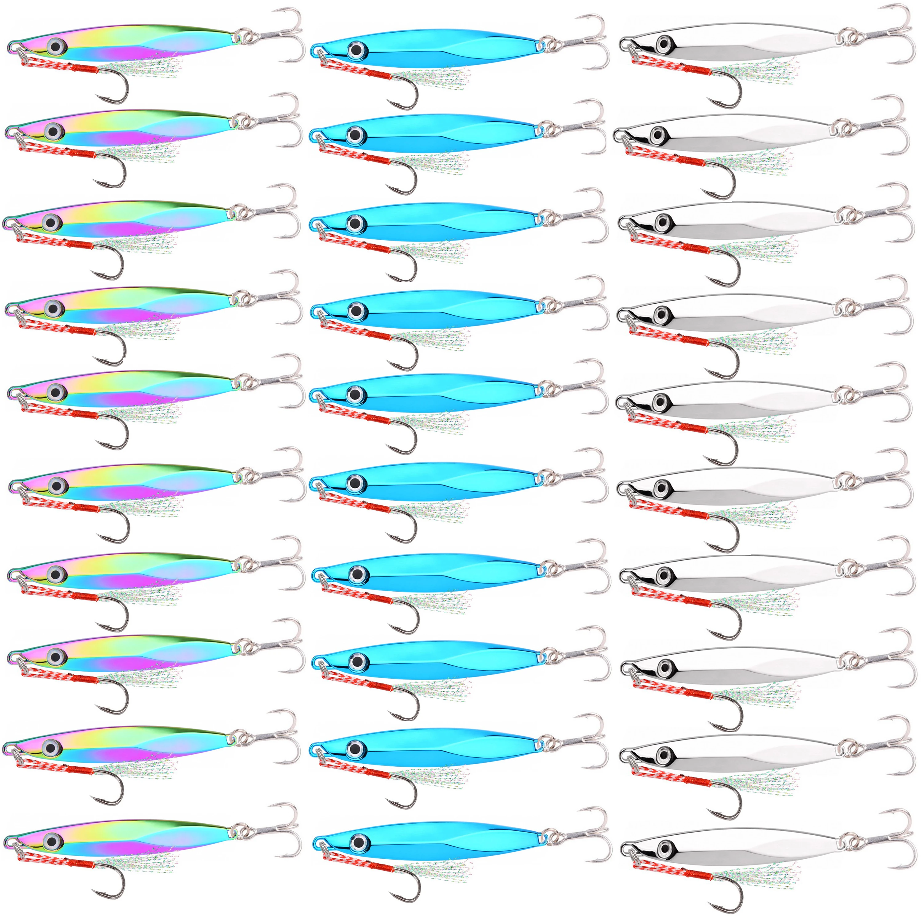 20 szt. Metalowych Przynęt Wędkarskich Jig 30g 40g 60g Crankbait Jig Spoon Wobler Przynęta do Wędkarstwa Morskiego Pesca Srebrzyste