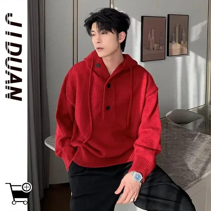 Pullover Sweater Jacket Men's Autumn and Winter American Retro Hooded Korean Style Wear