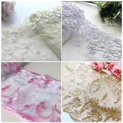1Yard 17-26cm Multicolor Mesh Embroidery Lace Trim, Handmade DIY Needlework, Sewing Doll Dress, Clothing Material