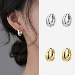 Simple Style Glossy Hoop Earrings For Women Gold Color Smooth Circle Charming Earrings Piercing Accessory Female Trendy Hoops