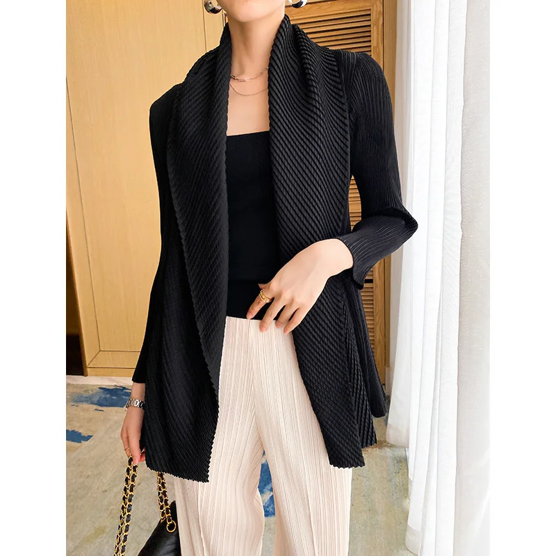 

Women's Short Pleated Trench Top 2023 Autumn New Versatile Solid Color Loose Cardigan Fashion Coat Fashion